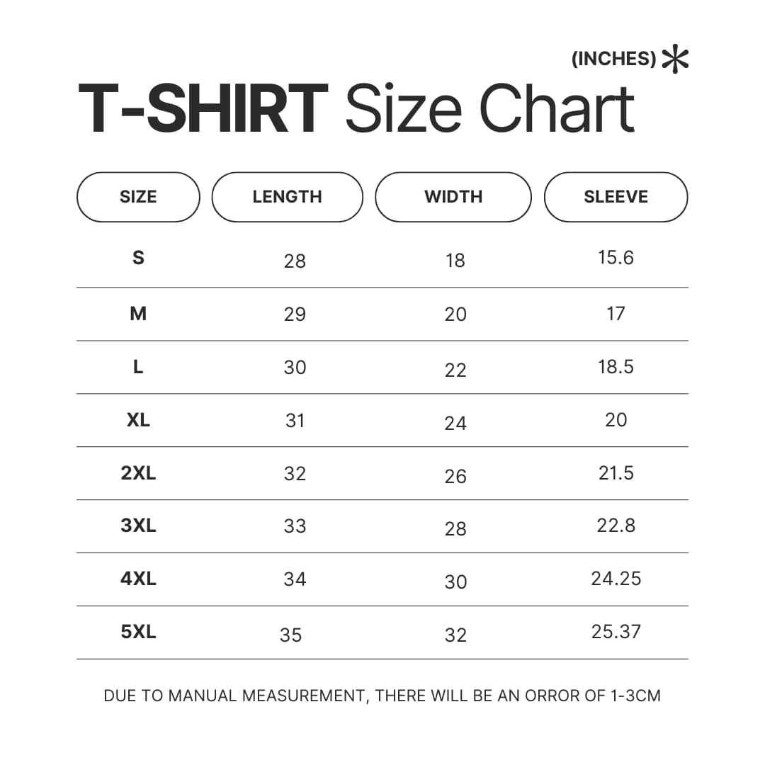 3D T shirt Size Chart - World of Warcraft Merch