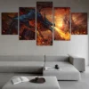 5 Piece Fantasy Art Paintings Fire Dragon Poster World of Warcraft Game Poster Pictures Canvas Paintings - World of Warcraft Merch