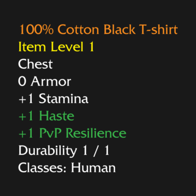 Wow Funny Shirt Item Stats Description Black T Shi T-Shirt Official World of Warcraft Merch Store