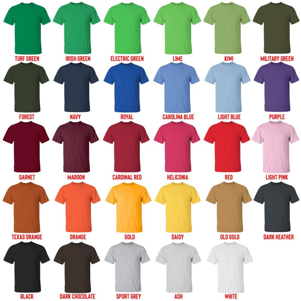 t shirt color chart 1 - World of Warcraft Merch